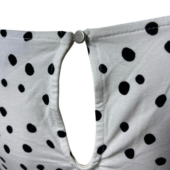 A Pea in the Pod White Black Polka Dot Maternity Top Side Ruched Blouse Size SP - Picture 5 of 9